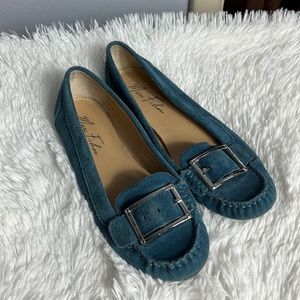 Marc Fisher Blue Suede Buckle Loafers 8.5